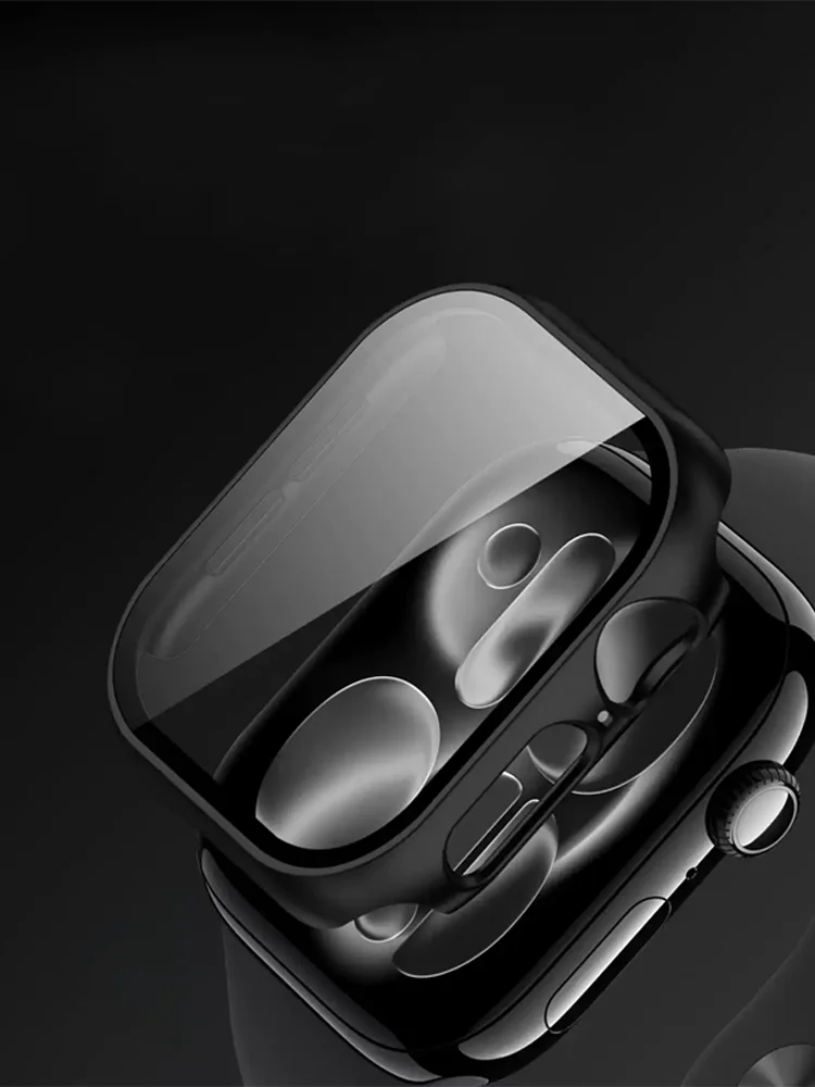 Hülle für Apple Watch 11 10 42 mm 46 mm Hard PC Bumper Displayschutzfolie THD gehärtetes Glas Film Cover iWatch Serie 11 Zubehör