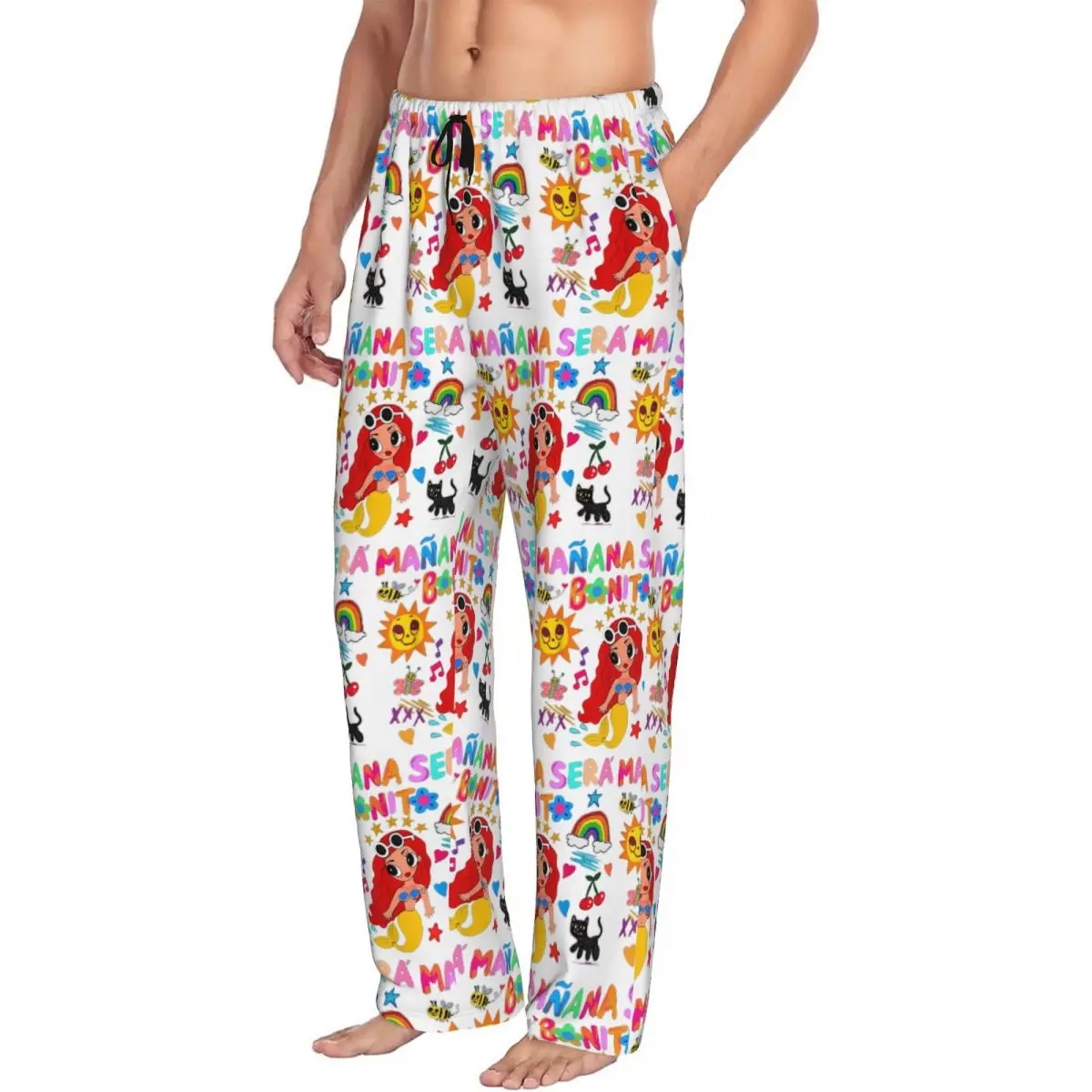 Custom Manana Sera Bonito Colombian Music Singer Karol G Pajama Pants Sleepwear Men Elastic Waistband Sleep Bottoms with Pockets