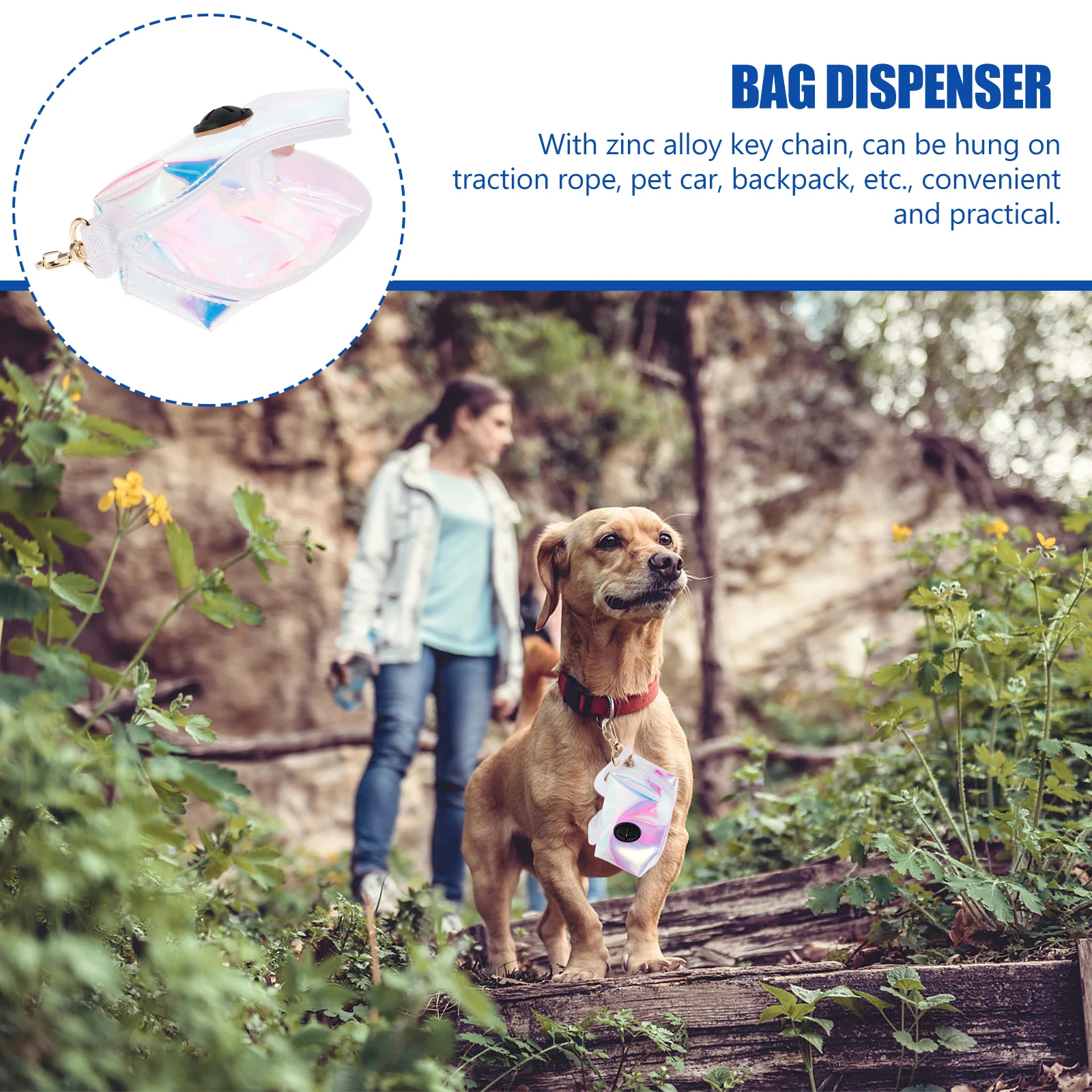 

Premium PU Zinc Alloy Portable Dog Waste Bag Dispenser Lightweight Outdoor Pet Poop Carrier For Backpack Leash Collar