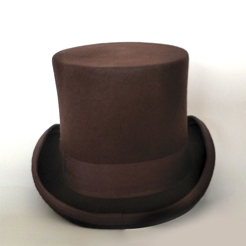 100% Wool Felt Top Hat for Men Women Cylinder High Hat Topper Dress Up Party Costume Fedora Magician Theater Hat