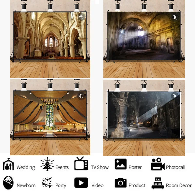 

Photorealistic Fabric European Style Church Photography Backdrop Props Architecture Cathedral Photo Studio Background DL-03