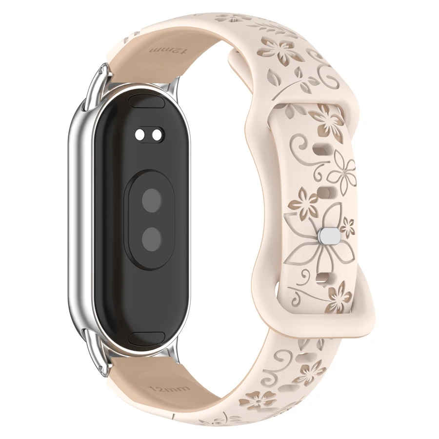 Siliconen 3D Gegraveerde Bloem Armband voor Xiaomi Mi Band 9 10 Band Smart Horloge Ademende Horlogeband voor Xiaomi Band 8 9 10 Band