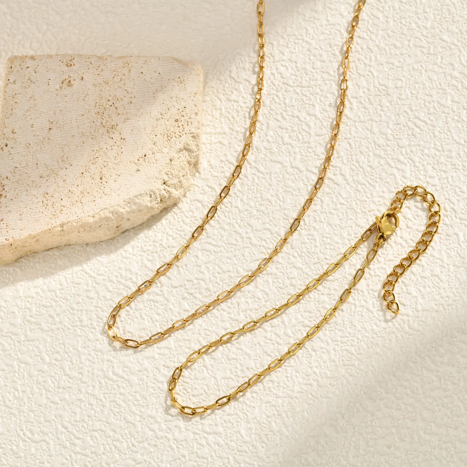 

Minimalist Chain Stainless Steel Bracelet, 18k Gold Plated Stackable Trendy Waterproof Wristband Accessories