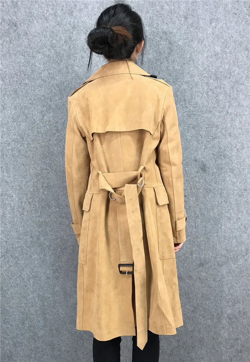 高級ベルベットレザージャケット レディースコート スリムウエストベルト付き ミディアム丈 着痩せ効果なし 本革