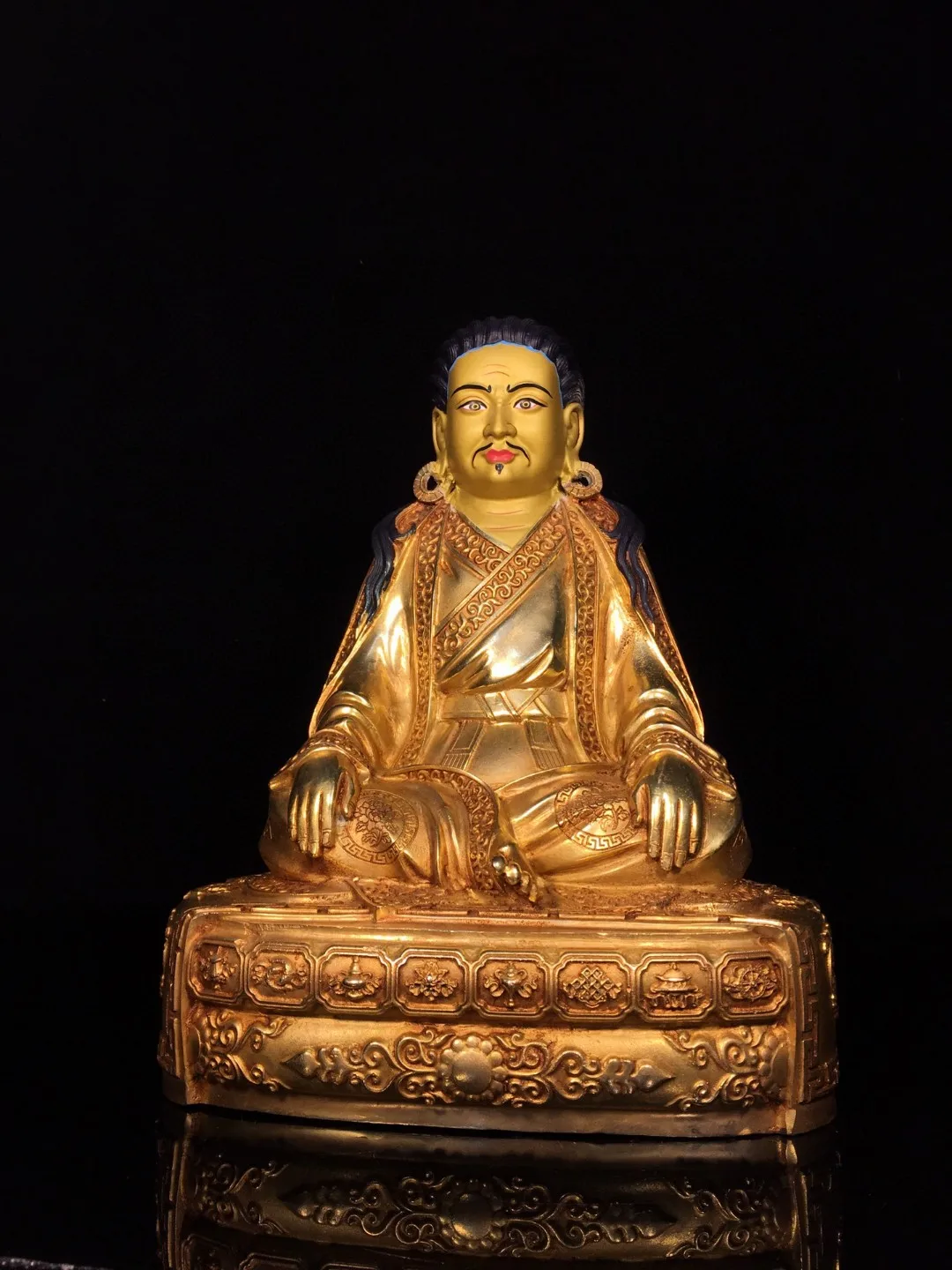 

Tibetan Brass Buddha gilt Marpa face painting Guru Buddha statue ornaments, home hall supplies ornaments 30cm