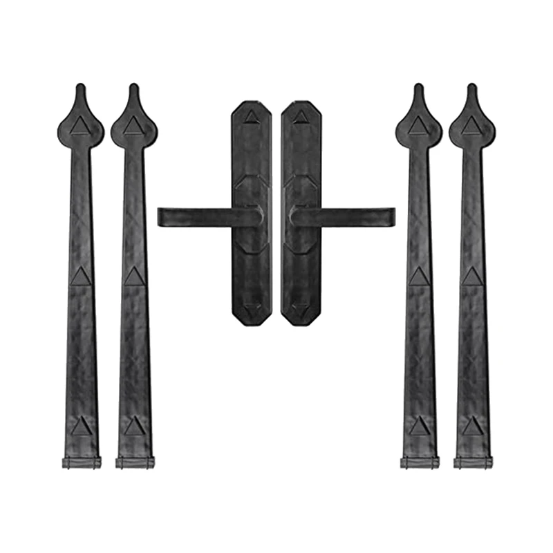 Garage Door Magnetic Decorative Hardware Kit 6 PCS Carriage Accents Faux Hinges And Handle Black-FS-PHFU