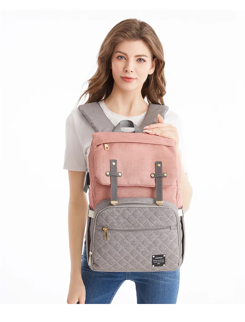 Trendy Waterproof Diaper Backpack Lightweight Multi-Functional Large-Capacity Mommy Bag for Pregnant Women
