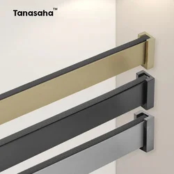 Aluminum Alloy Wardrobe Slide Rails Cabinet Clothes Rod Pole for Cabinet Closet Hanging Rod Holder Storage Rack with Flange