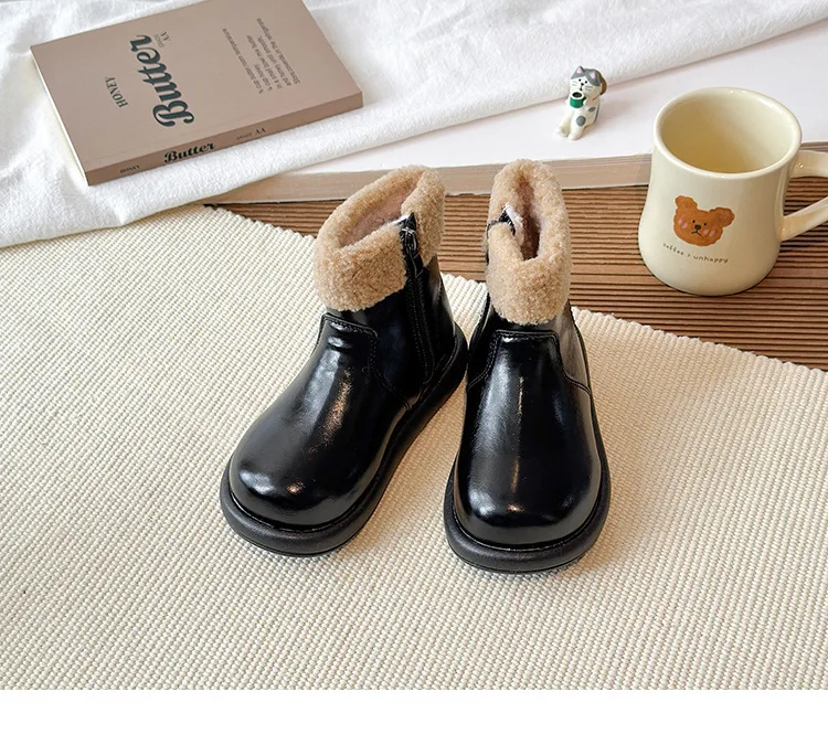 2026 England-Style Winter-Modestiefel für Mädchen, Verdickte Warme Kunstfell-Schneestiefel, Weichsohlige Rutschfeste Modestiefel für Mädchen – Detail 16