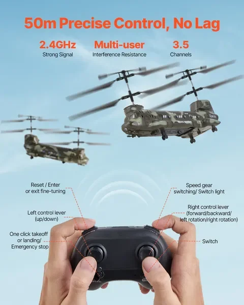 RC هليكوبتر 3.5 قناة النقل العسكري لعبة طائرة صغيرة للأطفال الحاضر