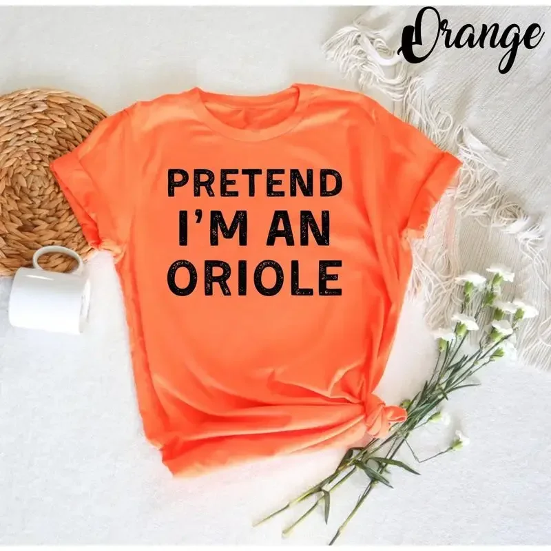 Pretend I'm an Oriole T Shirt Matching Costume Halloween For Women Funny Witch Ghost