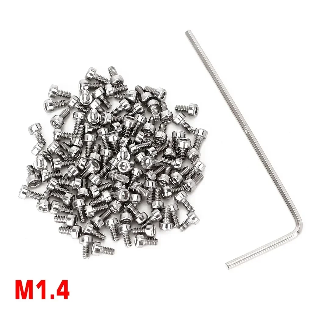 100Pcs M1.4 Metal Hex Socket Screws Fit 1.0" Wheel Rims for 1/24 RC Car Crawler Axial SCX24 Upgrade Parts