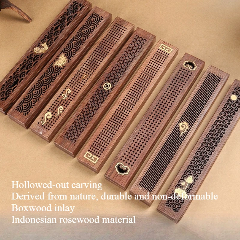 Chinese Style Rosewood Incense Box Handcrafted Incense Burner Sandalwood Indoor Incense Stick Household Wooden Horizontal Type