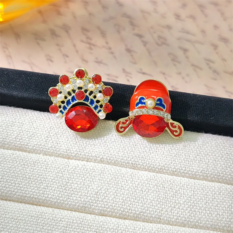 Personalized Chinese style Peking Opera cheeky earrings fashionable ethnic pearl earrings for women holiday girls jewelry gifts