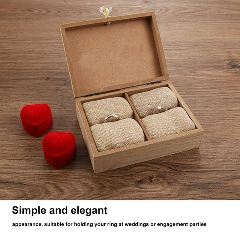 Wedding Ring Box For Ceremony Wood Color Proposal Ring Box Wooden Two Become 1 Wedding Display Mr Mrs Words Engraved For