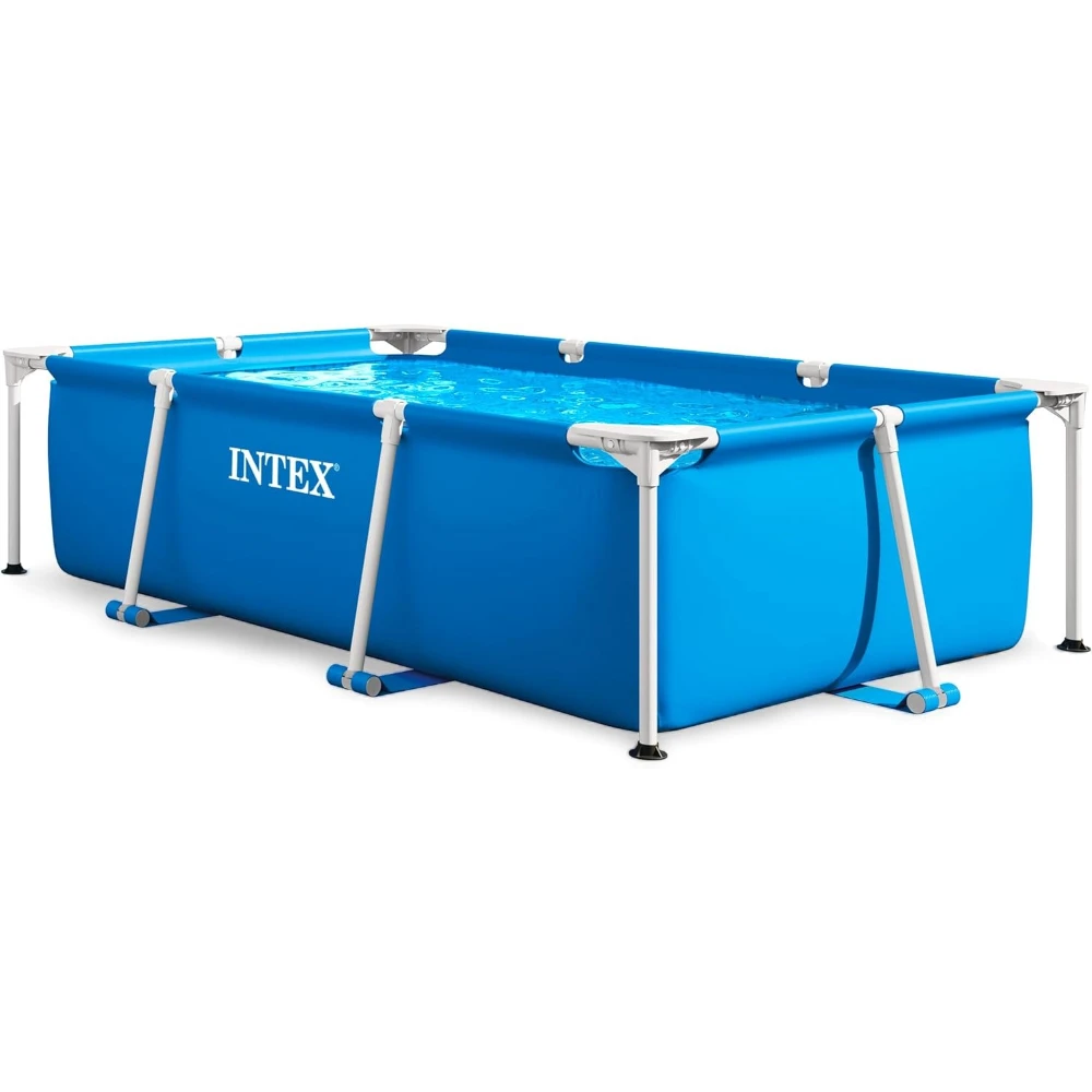 

86" x 23" Rectangular Frame Above Ground Pool, Outdoor Backyard Swimming Pool with Drain Valve