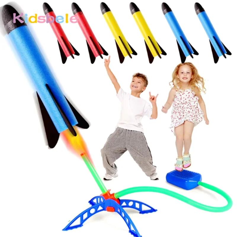 Kid Air Rocket Foot Pump Launcher Toys Sport Game Jump Stomp Outdoor Child Play Set Toy Pressed Rocket Launchers Pedal Games