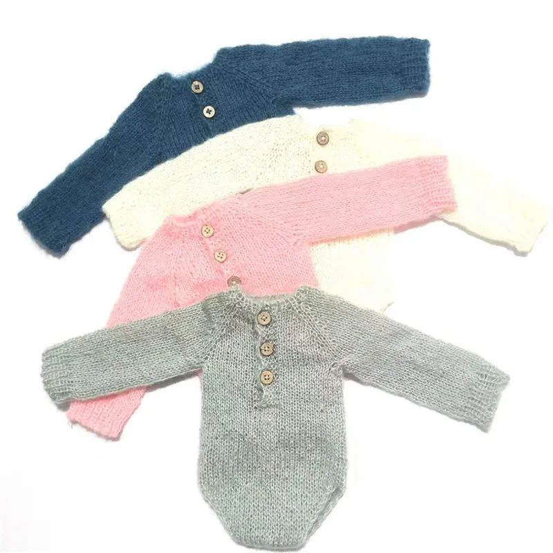 Newborn Photography Props Mohair Long-Sleeved Jumpsuit Pants Shorts Studio Clothing