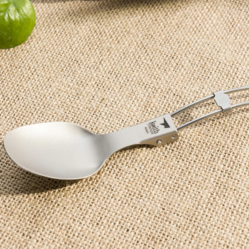 Keith Titanium Spoon Bacteriostatic Dinnerware Portable Outdoor Travel Picnic Camping Tableware Folding Spoon
