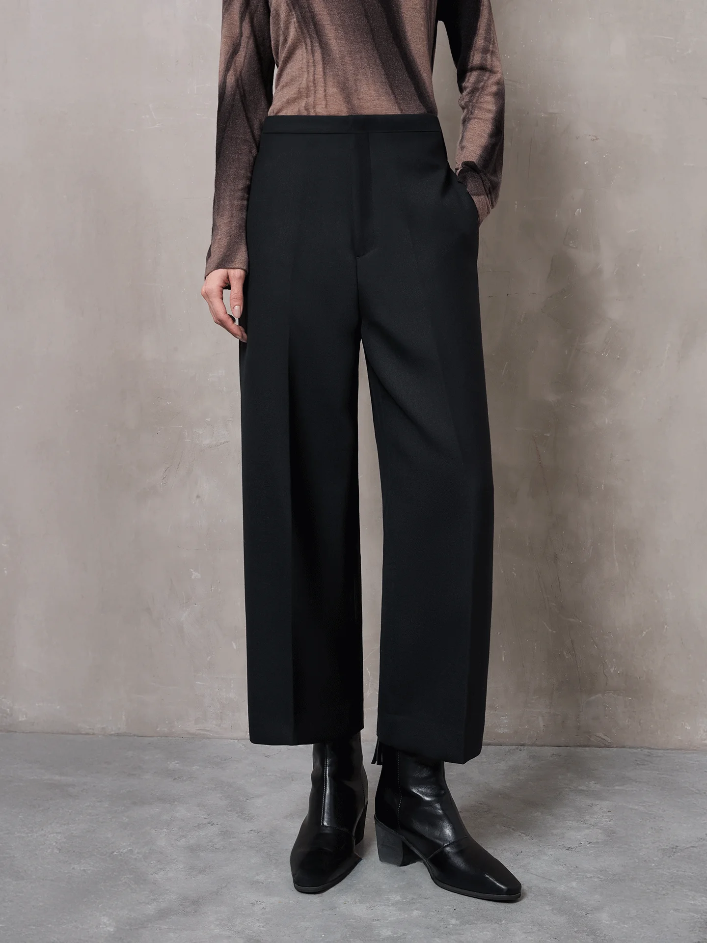 

SRUNBEAR High Waist Straight Leg 9-Piece Pants Casual Suit Pants Micro Elastic Black Slimming Simple Spring New Arrival