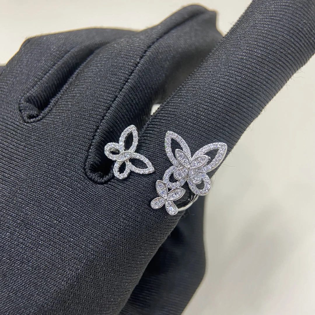 

Глобальное женское кольцо из стерлингового серебра 925 пробы. Полый дизайн. Бабочка Трио. Препроизный подарок