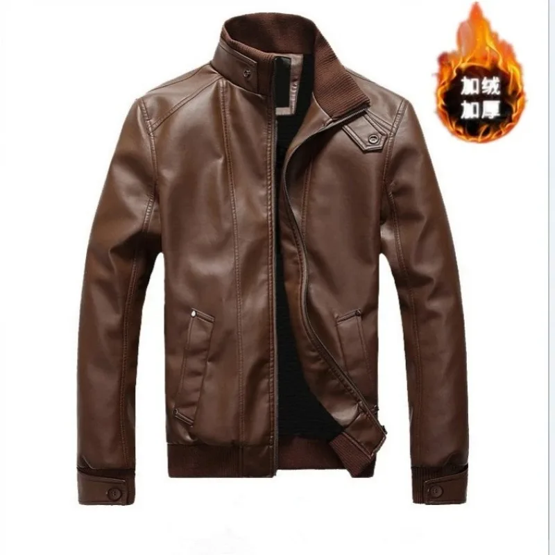 

Кожаная куртка мужская тонкая в корейском стиле с воротником-стойкой молодежная повседневная мотоциклетная осенняя тенденция