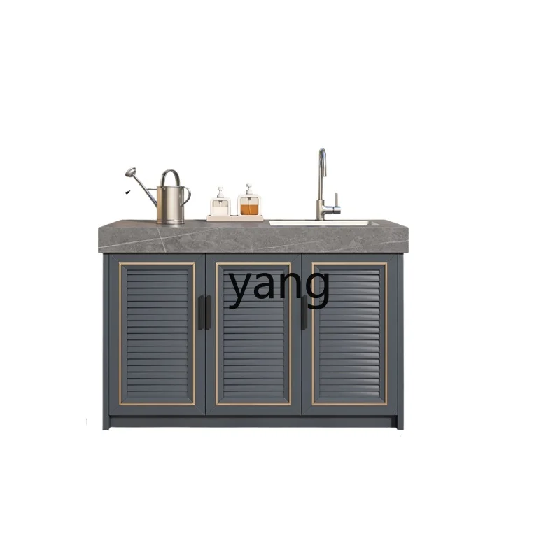 

Yjq Aluminum Alloy Outdoor Balcony Stone Plate Hanging Side Hand Washing Garden Sink Integrated Storage Cabinet