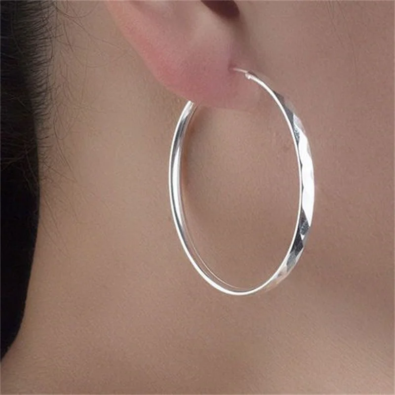 316L Edelstahl 30-60 MM Sparkle Creolen Für Frauen Mode Luxus Qualität Schmuck Großhandel Trend Schleife Einfache schmuck – Detail 10