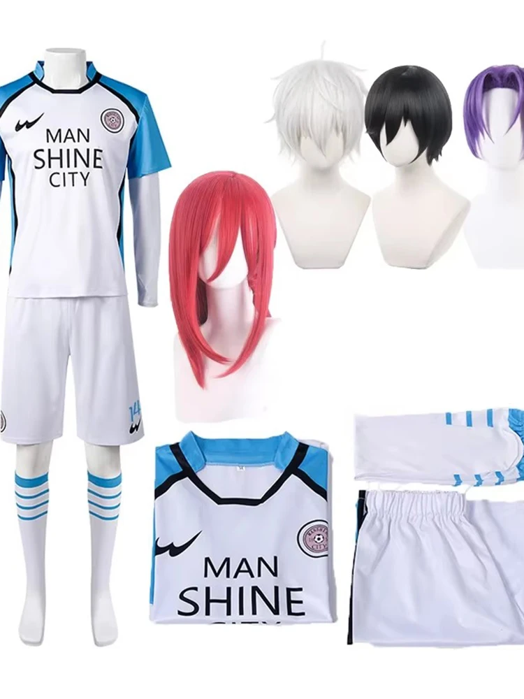 Anime Blauw Cosplay Kostuum Jersey Rood Uniform T-shirt Pruik Mannen Chigiri Hyoma Seishiro Reo Mikage Nagi Cosplay Voetbalshirts - afbeelding 2