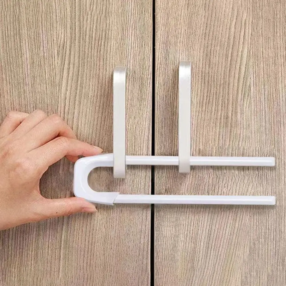 

Children Security Protector Baby Double Door Cabinet Locks Plastic Solid Color Slot Locks Straps Multipurpose