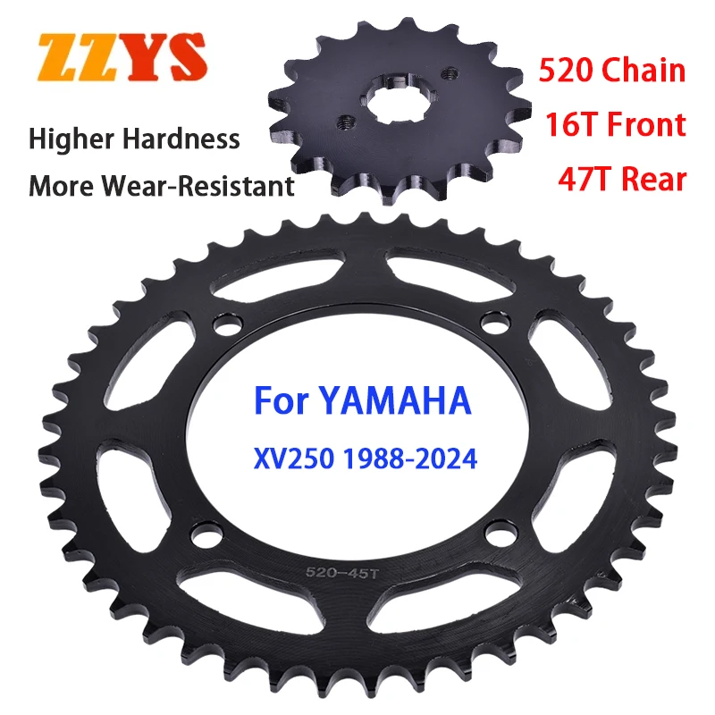 520 16T Front 45T Rear Sprocket for YAMAHA XV250 XV 250 1988-2019 2020 2021 2022 2023 2024 Virago Route V-Star 250CC XV250C C S