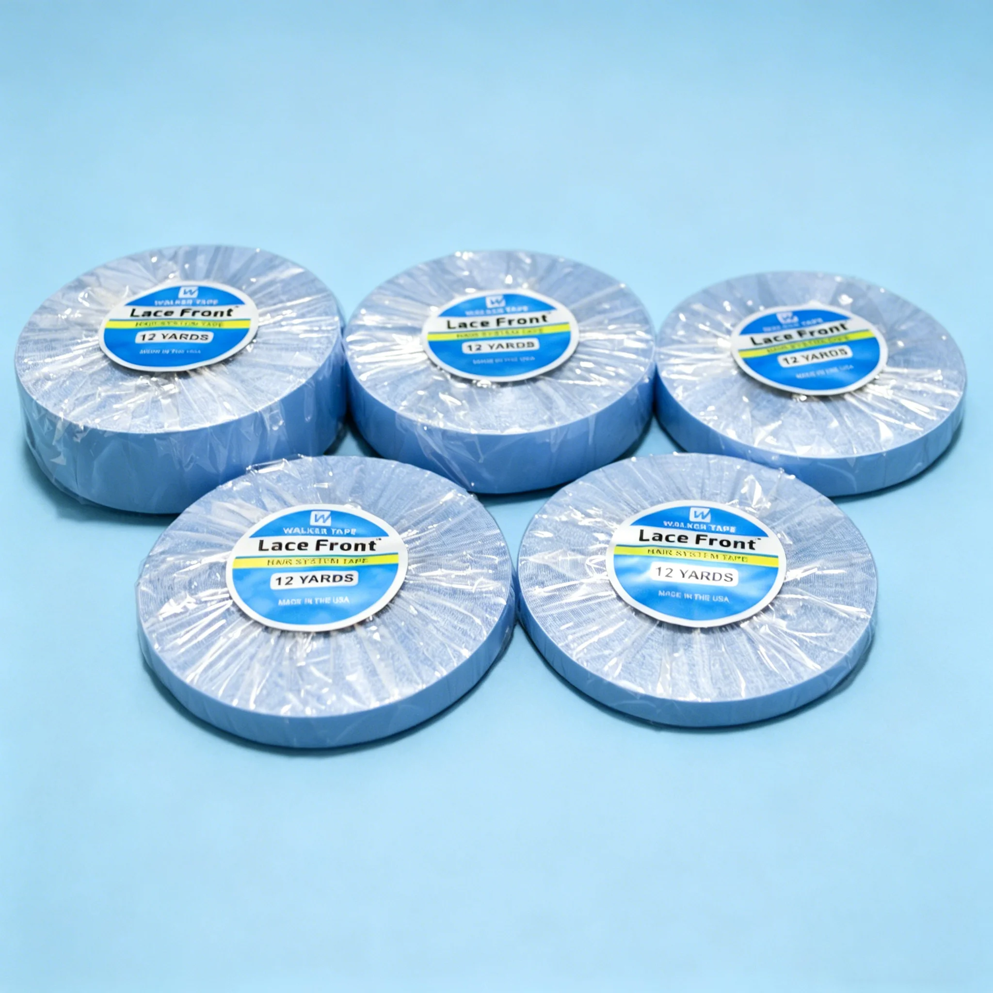 

1 Roll Lace Front Wig Tape, 12 Yards, 0.8cm/1.0cm/1.27cm/2cm/2.54cm, Blue Waterproof Adhesive Tape for Hair Extensions