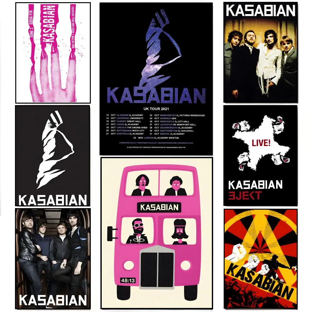 Energetic Indie Rock K-Kasabian Poster Artwork Self Adhesive Indoor Wall Hanging Room Decor Gift
