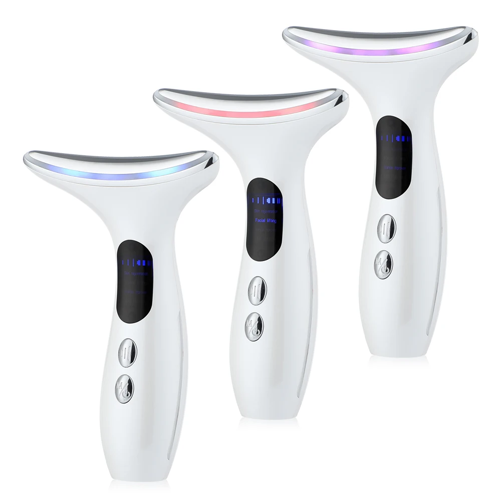 EMS Mikrostrom Gesicht Hals Schönheit Gerät LED Photon Straffende Verjüngung Anti Falten Dünne Doppel Kinn Hautpflege Gesichts Massager