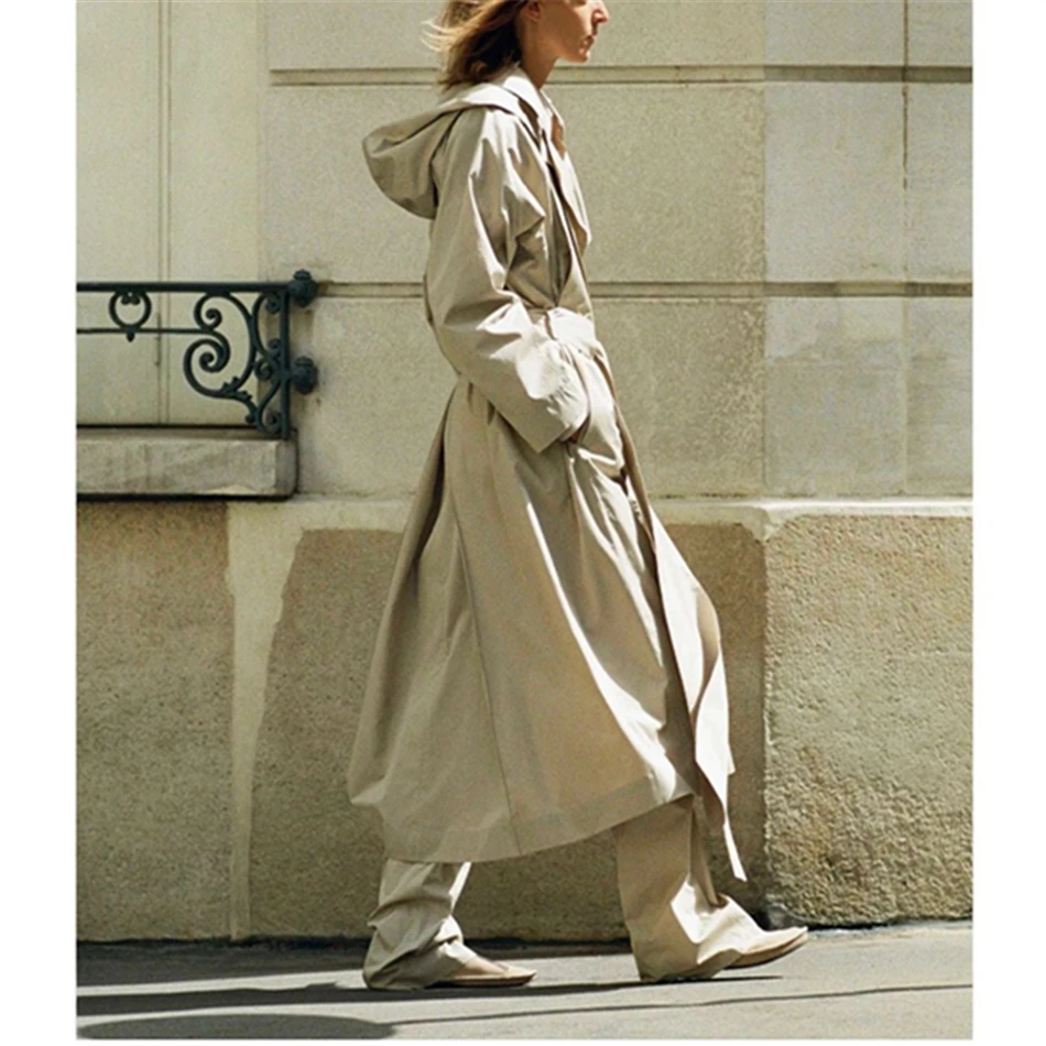 TR Missionary Trench Coat With Removable Hat High Quality Cotton Overcoat 2024 Luxury Design Jackets For Women