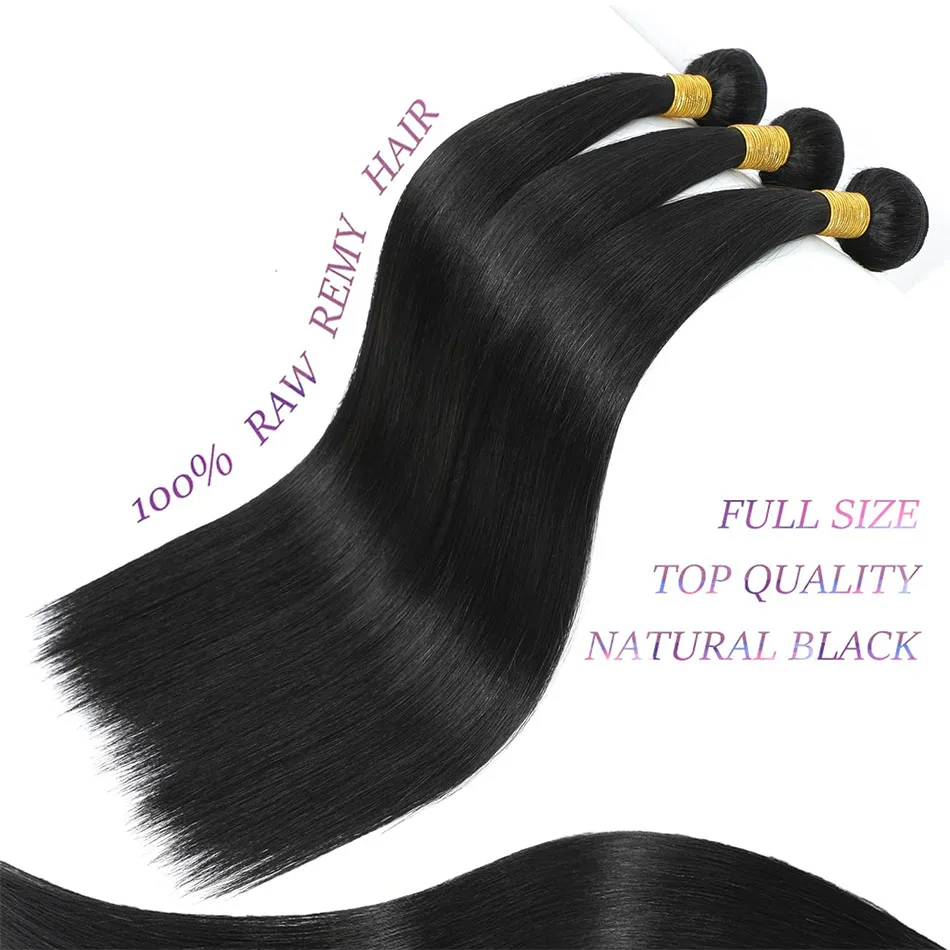 Bone Straight Human Hair Bundles 2 3 4 Pieces Natural Black 28 30 Inch Brazilian Virgin 100% Remy Human Hair Bundles Extensions