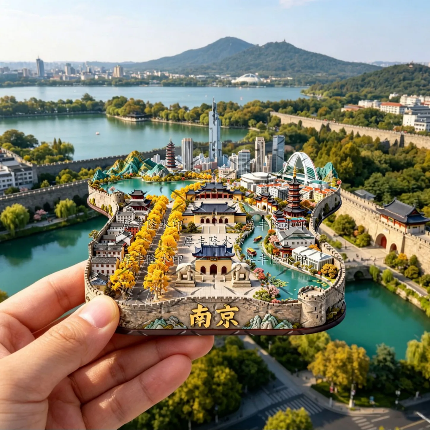 Metal Embossed Magnetic Fridge Magnet Nanjing Dabao'en Temple Cultural Creative Travel Souvenir Aesthetic Home Decor Gift