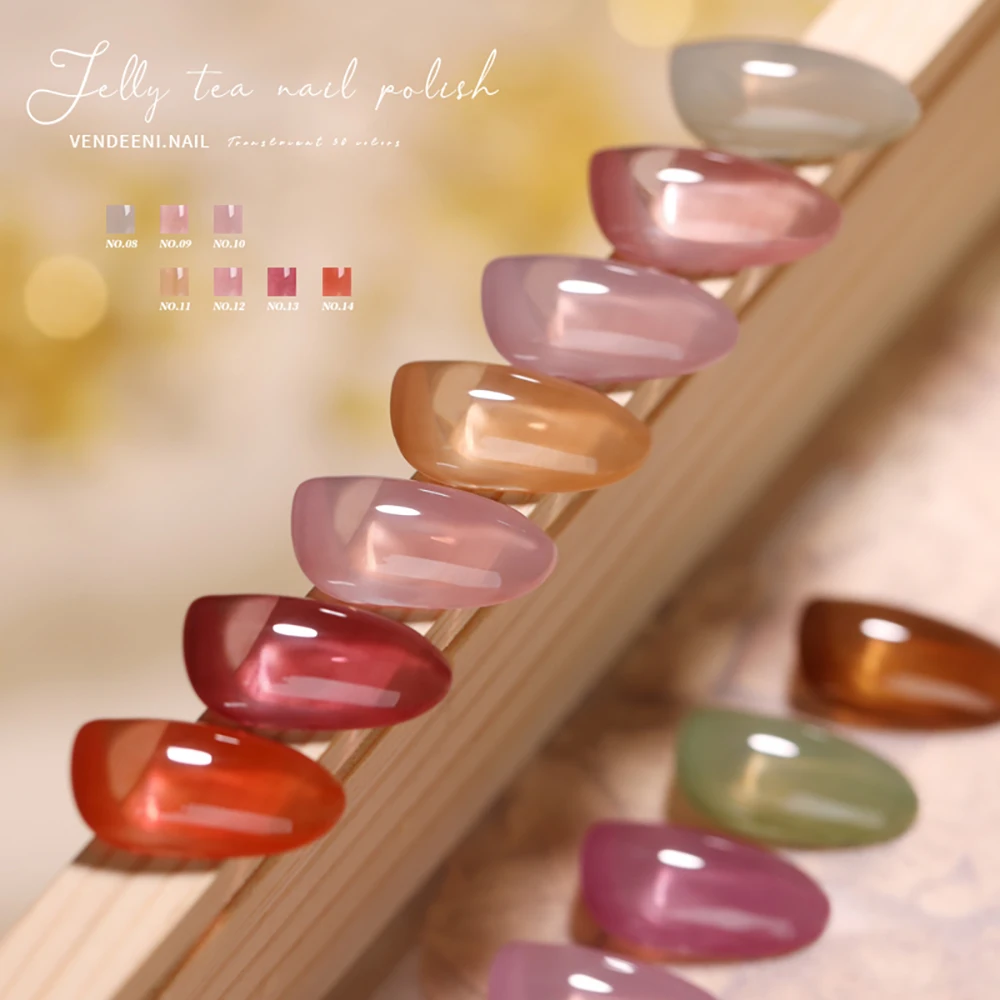 Vendeeni 30 Colors/Set Transparent Jelly Gel Nail Polish UV Soak Off Gel Varnish Ice Through Jade Fat Gel Lacquer With Display