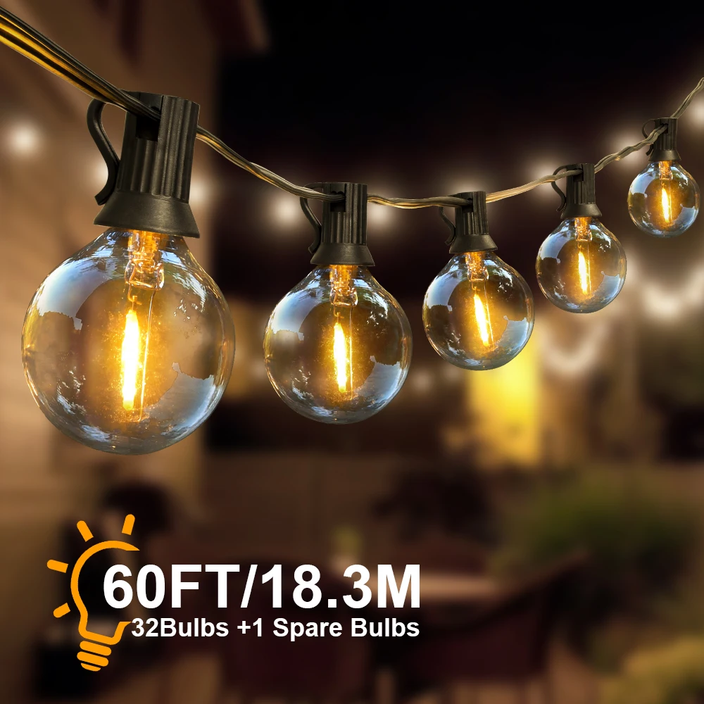 

18M G40 LED String Lights LED Outdoor Garland Light Bulbs Christmas Street Garden Wedding Backyard Garlands Patio Light String