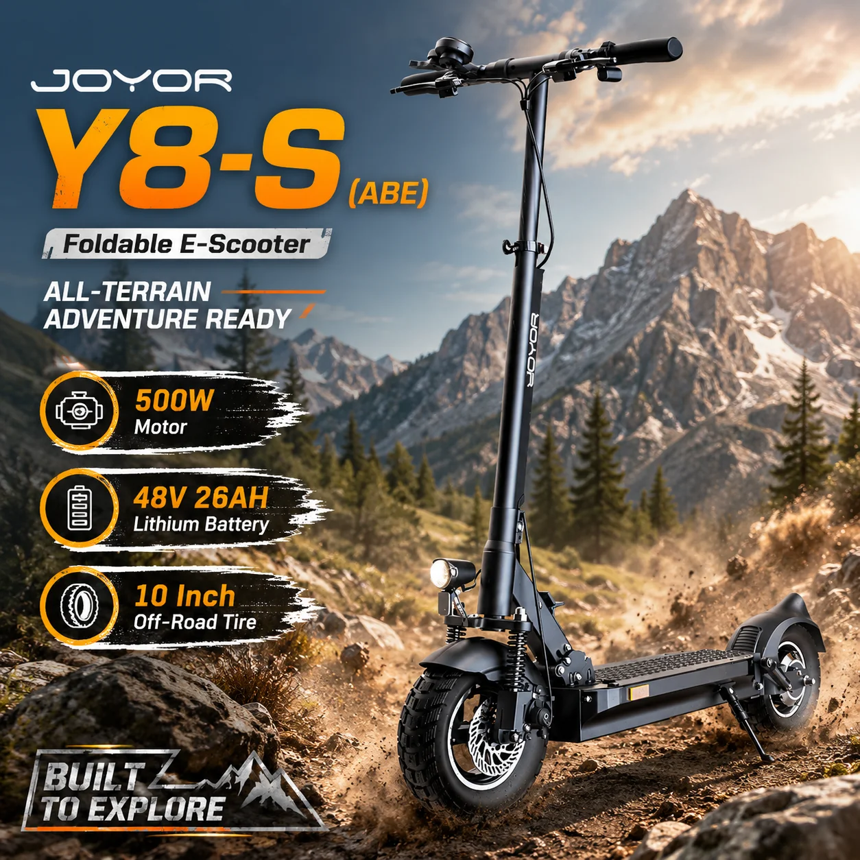 Trottinette électrique pliable JOYOR, moteur 500W, pneus tout-terrain de 10 pouces, trottinette électrique pour adultes avec batterie lithium 48V26Ah