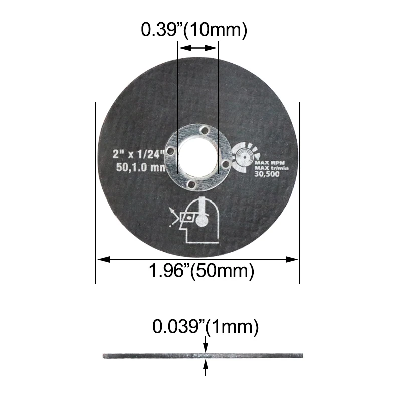 10pc/25pcs 2 "Roues de Coupe En Métal En Acier Inoxydable Disques De Coupe 50x10mm Rabat Ponçage Disques