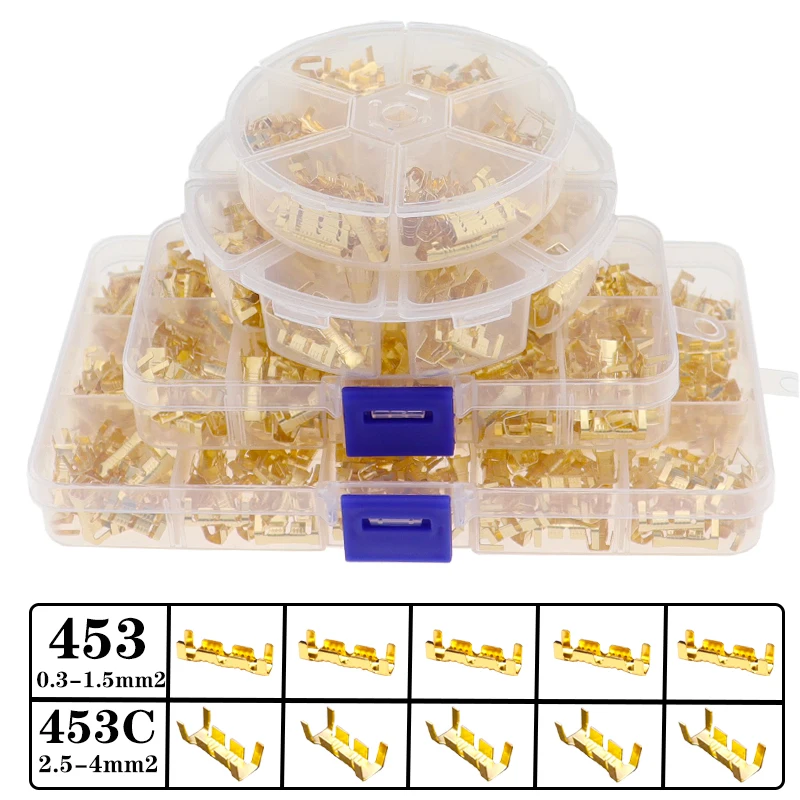 Caixa 453 conectores terminais frios em forma de U, terminal frio, terminal frio, dentes pequenos, terminal fascia, 0.3- 4.0mm M2, caixa, 105 pcs, 150 pcs, 260 pcs, 480 pcs