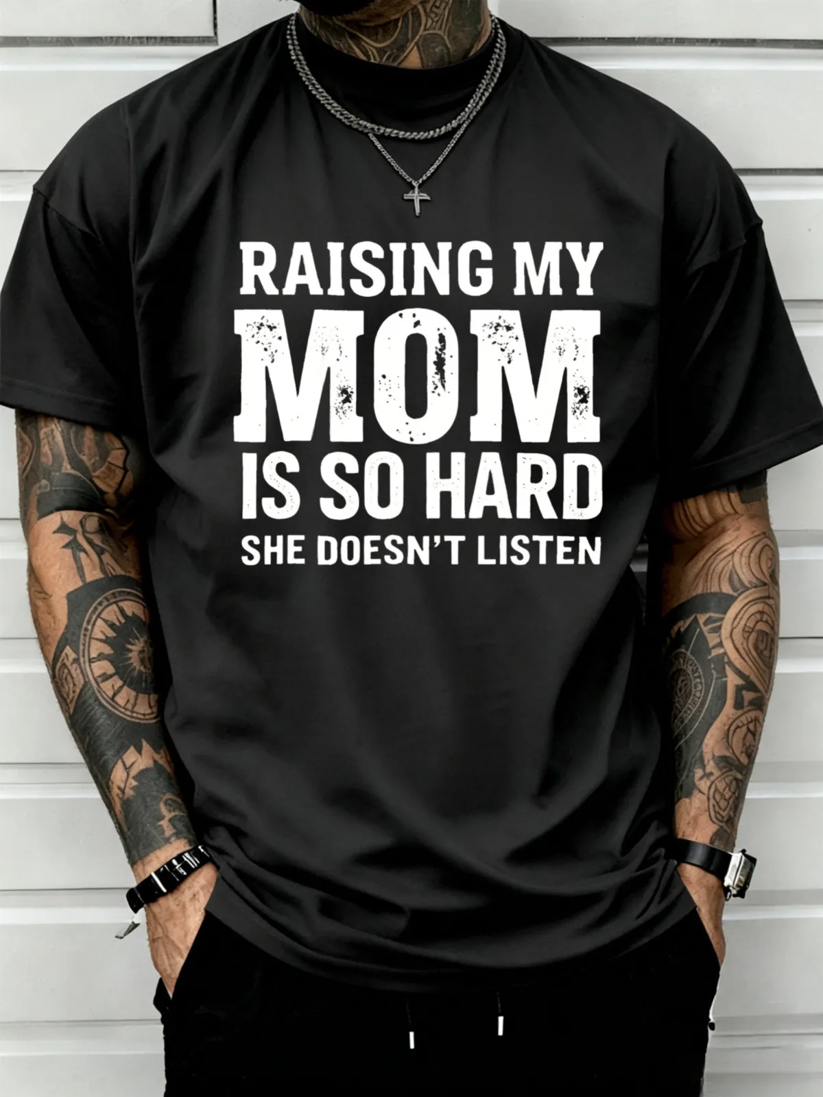 Funny Mom T-Shirt, Casual Men's Tee, Humorous Mother Quote Design, Screen Printed Text, for Sons And Fathers, Casual Attire Or M