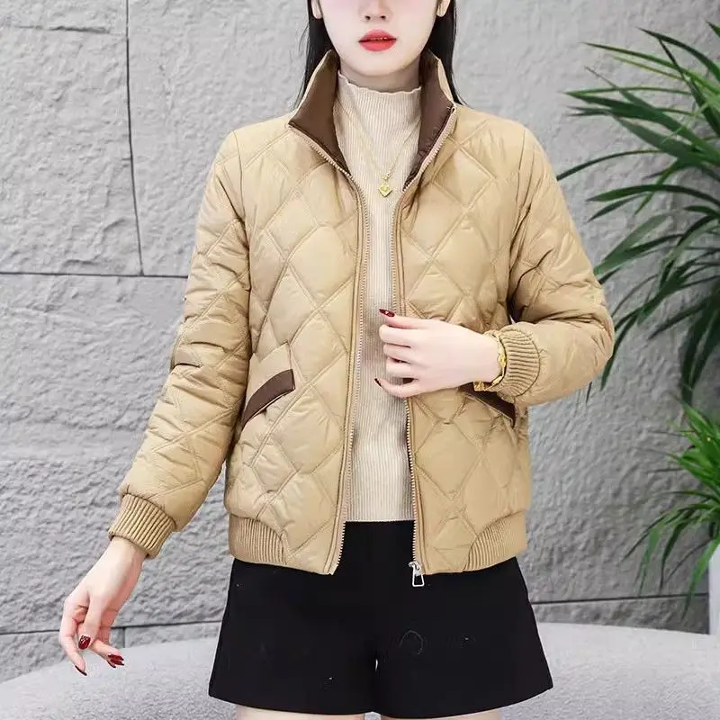 

Thin Down Coat Women Parkas 2025 Autumn Winter New Slim Warm Cotton Padded Coat Short Cardigan Outwear Thick Female Overcoat Top