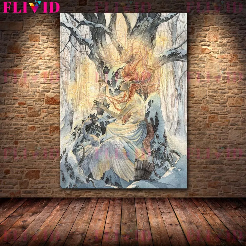Black Crow Witch And Snow Wolf Ghost Wall Art Canvas Painting Jungle Wandering Soul Poster And Prints Home Decoration Unframed