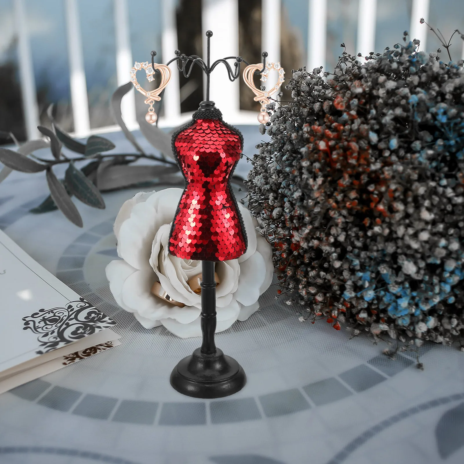 Earring Stand Jewelry Display Rack Necklace Holder Organizer Elegant Design for Home Decor Jewelry Mannequin Display