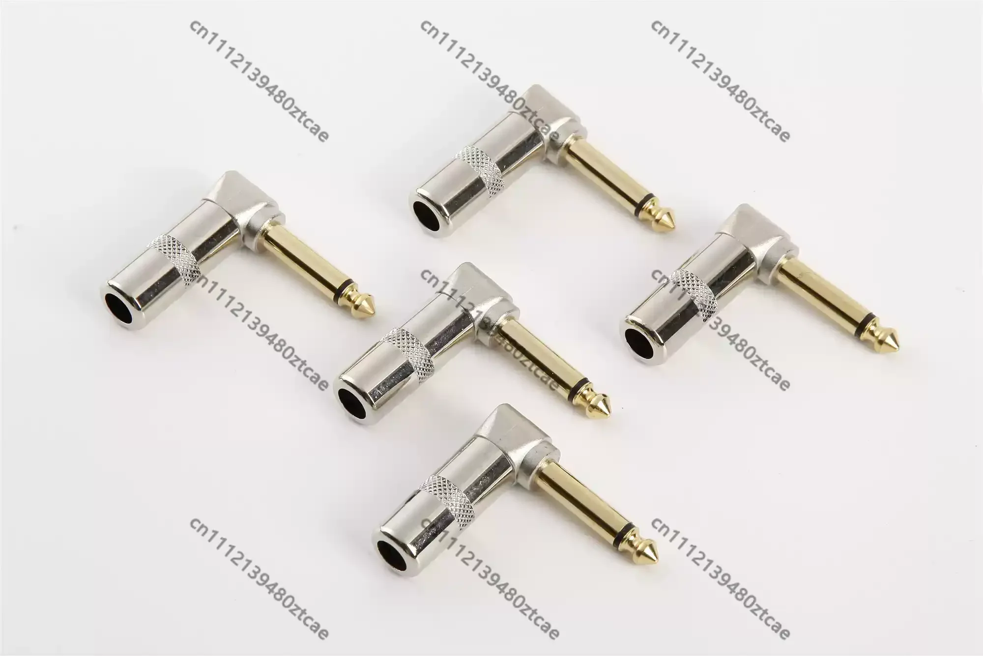 6.35mm Bent Mono Audio Plug, Full Copper 6.5mm Microphone Soldering Connector