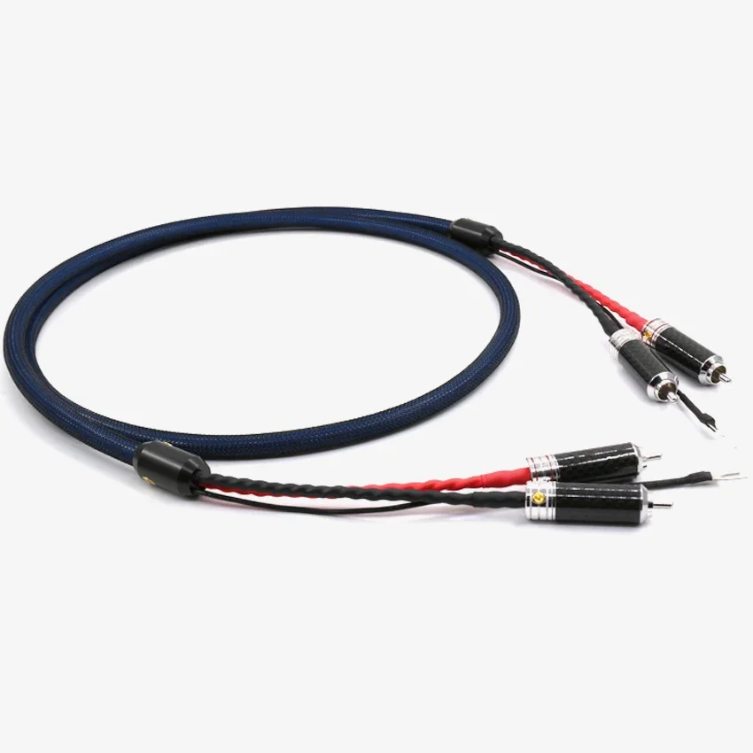 Viborg 5N 99.998% OFC copper silver plated Tonearm Cable Phono Cable with 2 RCA to 2 RCA Rhodium plated connector