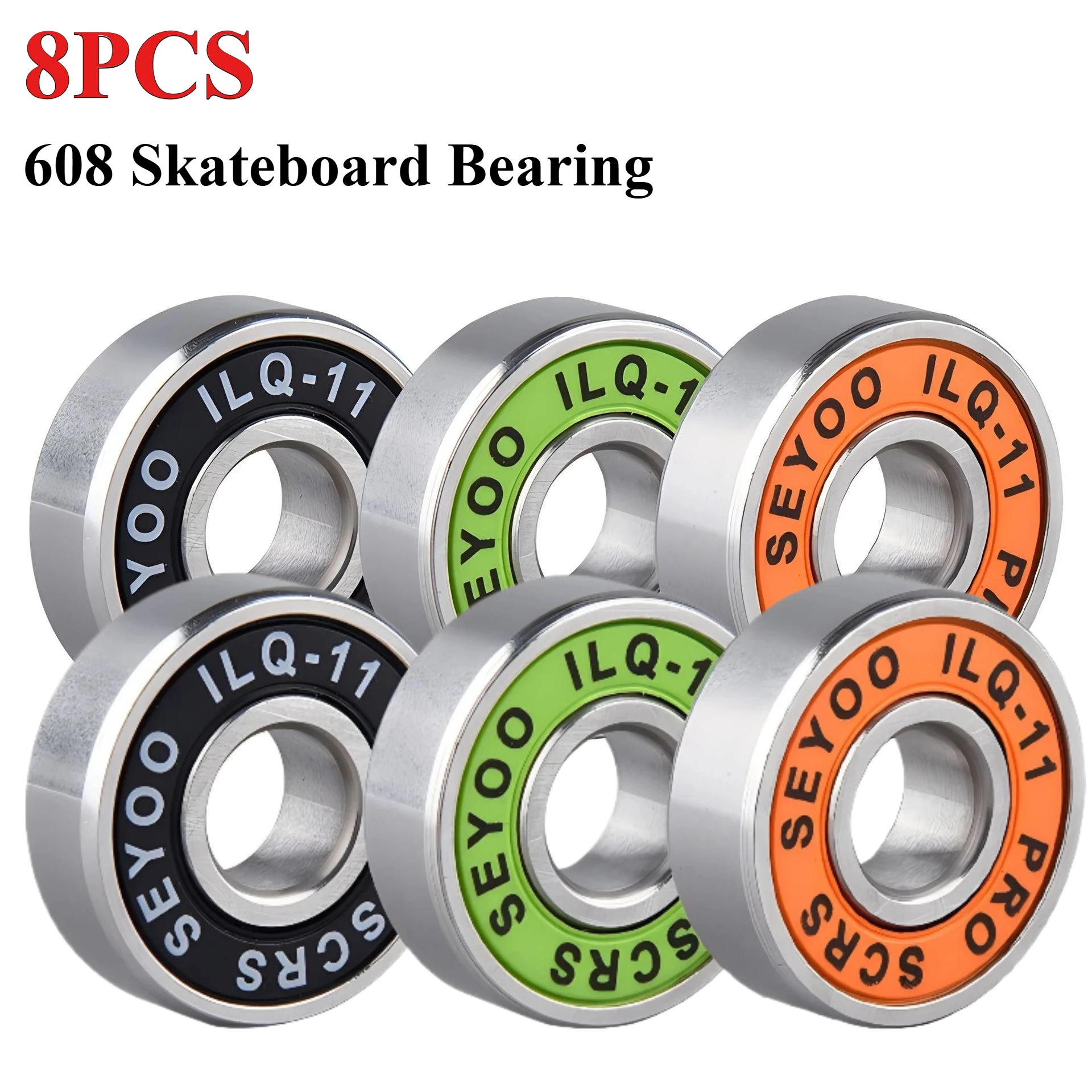 8PCS 608 Skateboard Bearing ILQ-11 High-Speed Bearing 8x22x7 Suitable for Longboard Inline Skates and Low-Noise Skates