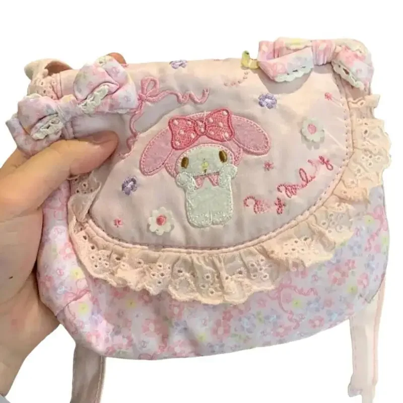 

Cute cartoon character My Melody Japanese shoulder bag Kawaii girl embroidered lace Sweet and simple crossbody bag Holiday gift